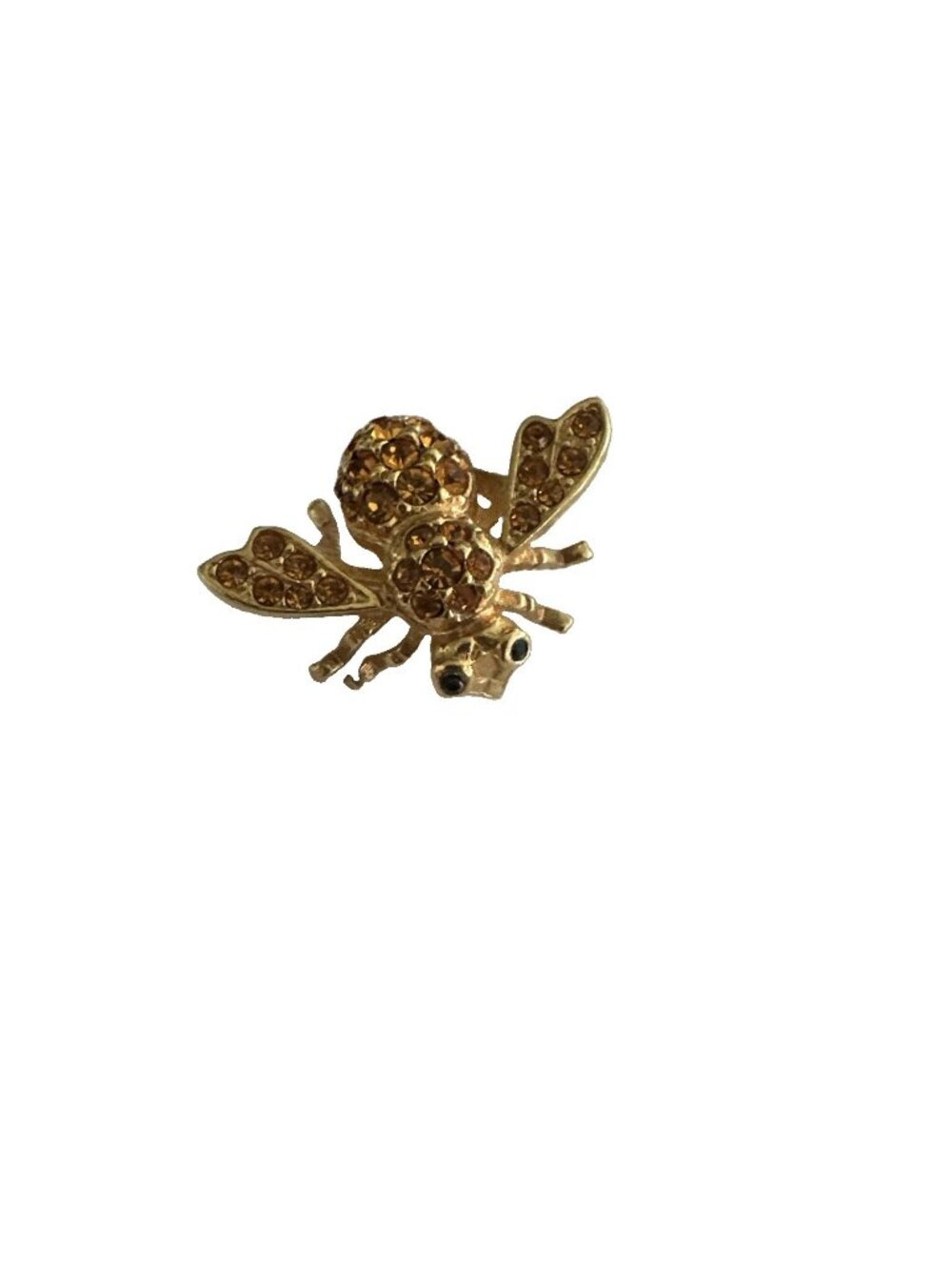 JOAN RIVERS Bee Yellow Crystal Black Eyes Goldtone Pin Brooch